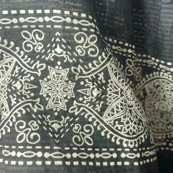 Lucky Brand Square Neck Boho Tank Top Size Small Black & White - Picture 5 of 11